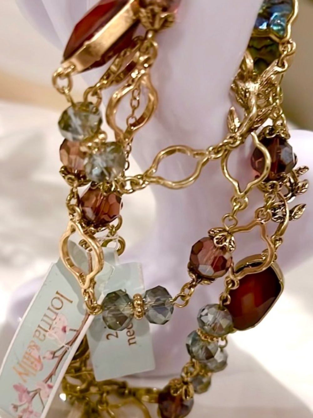 NWT Multi color LONNA & LILLY 2 in 1 Gold-Tone Stone & Bead necklace